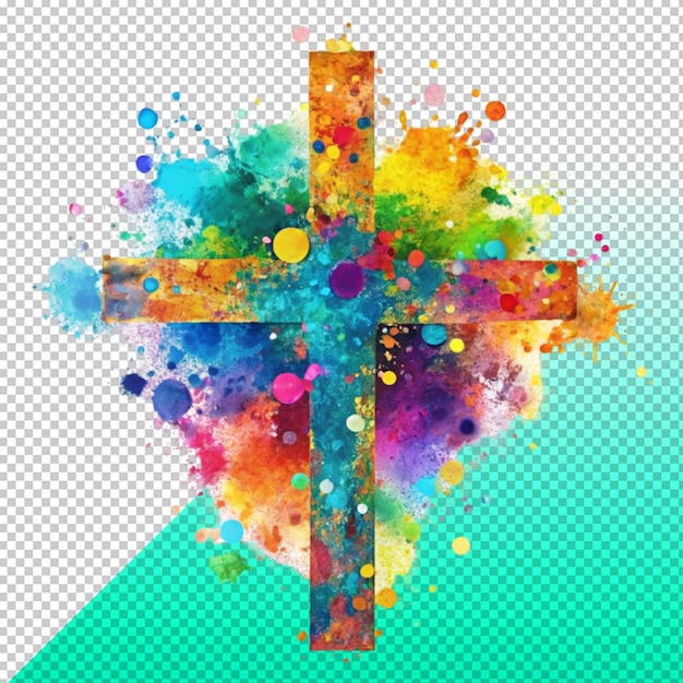 Símbolo religioso cristiano de la cruz aislado en un fondo transparente