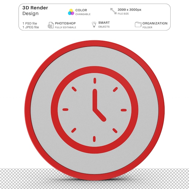 Símbolo del reloj Modelado 3D Archivo PSD Icono del reloj realista