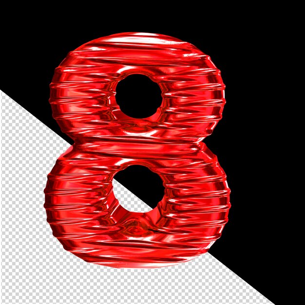 Símbolo rojo en 3D con el número horizontal ribeteado 8