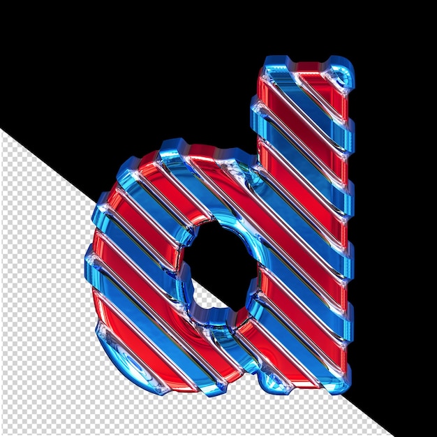 Símbolo rojo con correas diagonales azules letra d