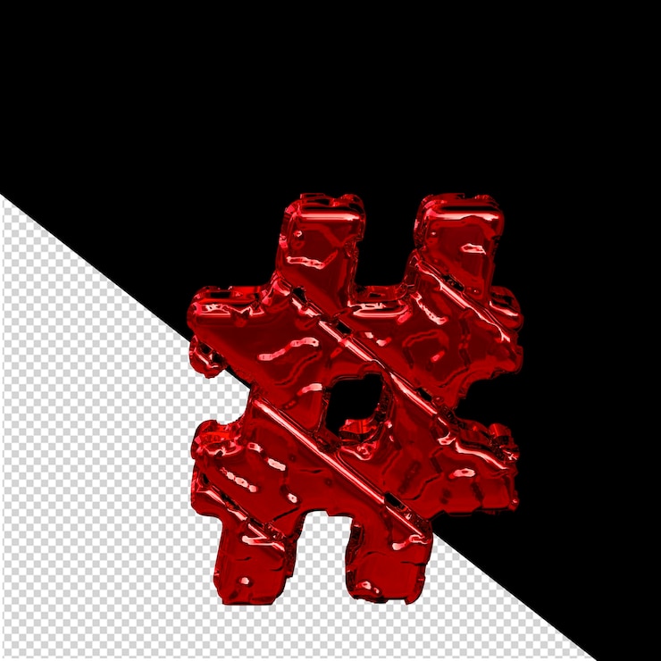 PSD símbolo rojo hecho de bloques diagonales en bruto vista desde arriba