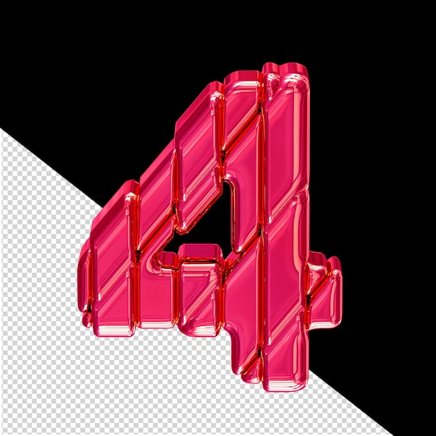 Símbolo rosa 3D en un cuadro número 4