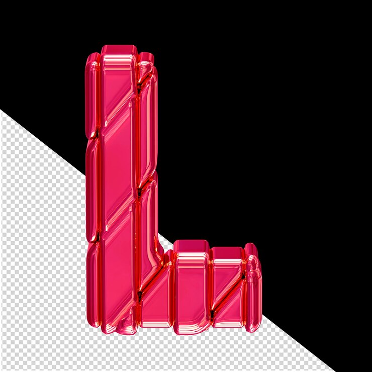 PSD símbolo rosa 3d em uma letra de moldura l