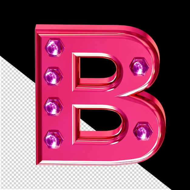 PSD símbolo rosa com parafusos letra b