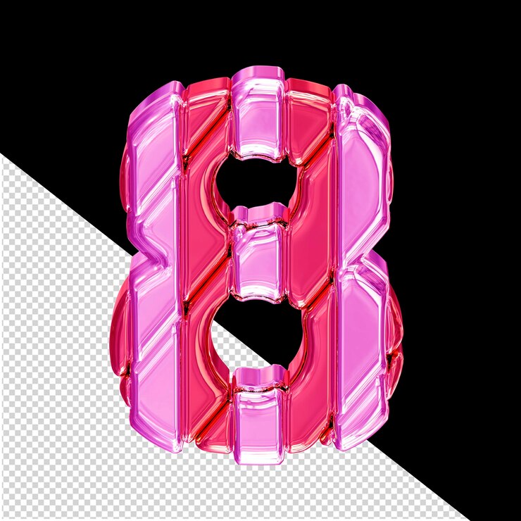 PSD símbolo rosado con correas vista superior número 8