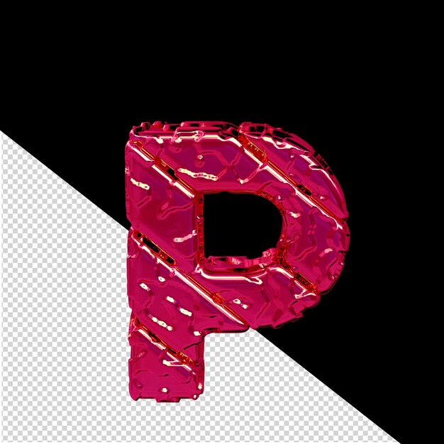 PSD símbolo rosado hecho de bloques diagonales ásperos vista desde arriba letra p