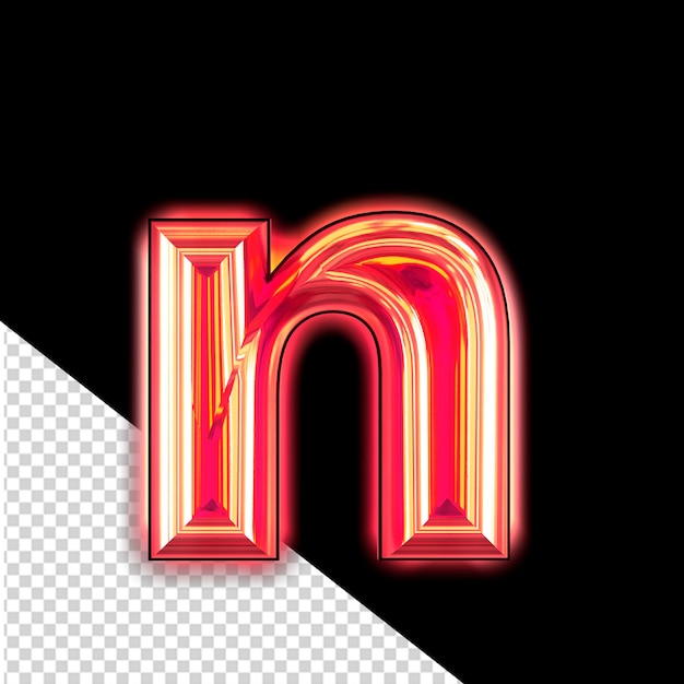 Simbolo rosso con lettera luminosa n