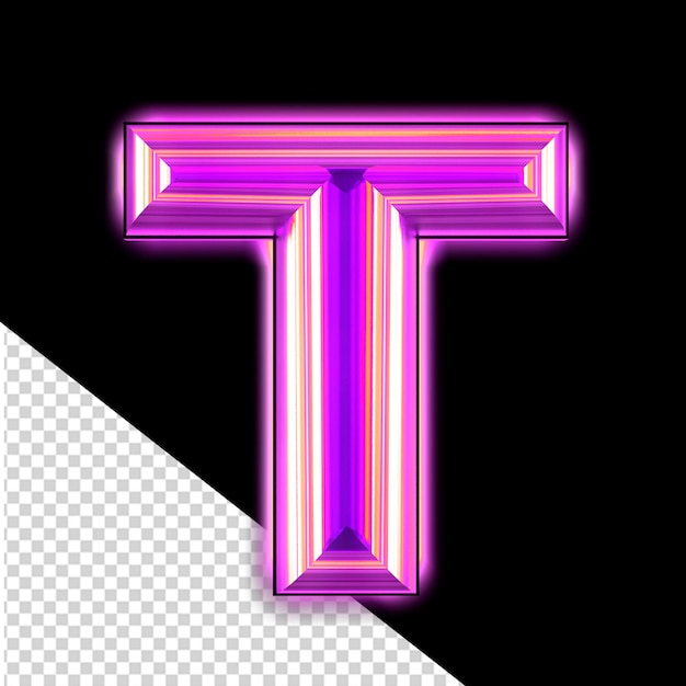 Símbolo roxo com brilho letra t