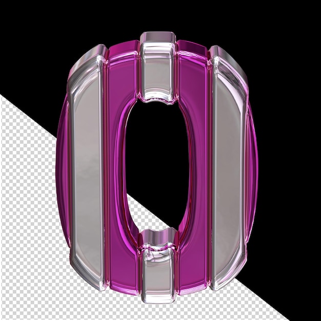 Símbolo roxo com cintas verticais de prata número 0
