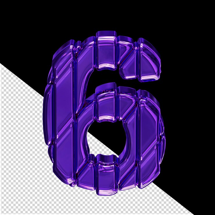 PSD símbolo roxo num quadro número 6