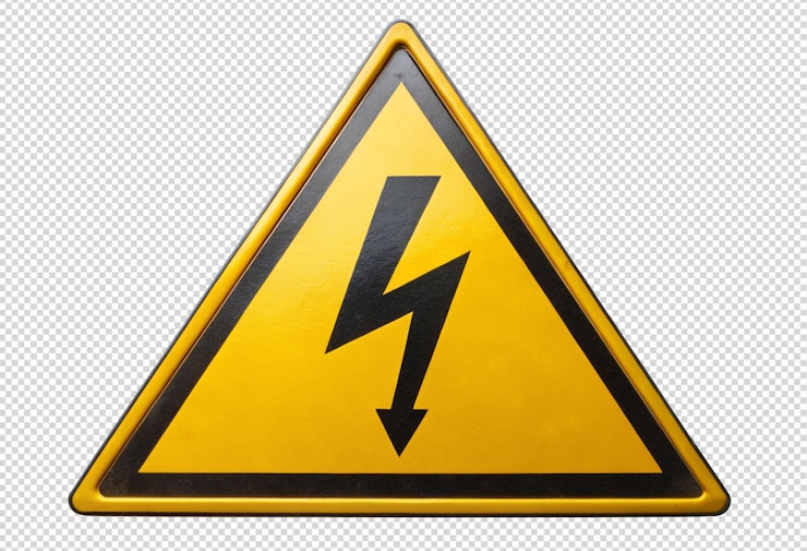PSD símbolo de señal de alta tensión triangular amarillo png