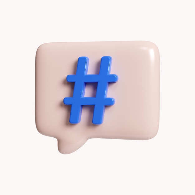 Símbolo de signo de etiqueta 3d en el icono de notificación de redes sociales aislado en fondo blanco Ilustración de representación 3d Trazado de recorte