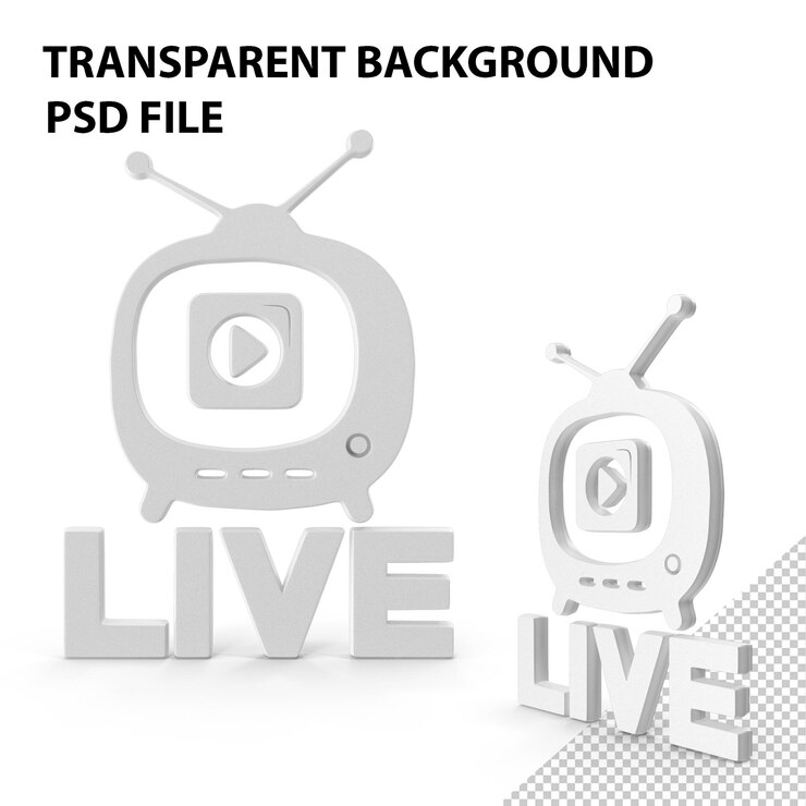 PSD símbolo de televisión en vivo blanco png