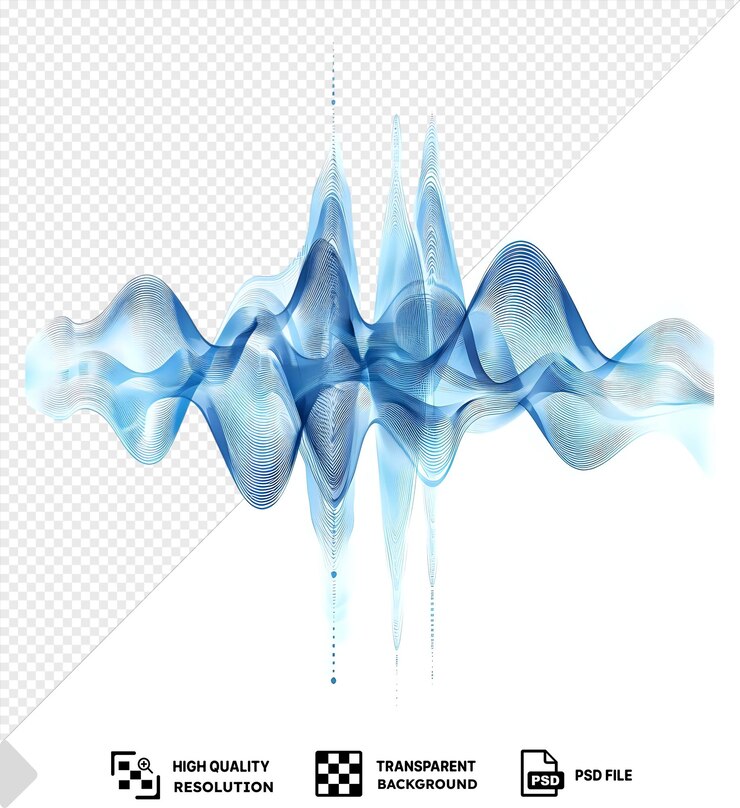 PSD símbolo de vector de onda de pulso de energía transparente ondas azules sonoras en un fondo aislado
