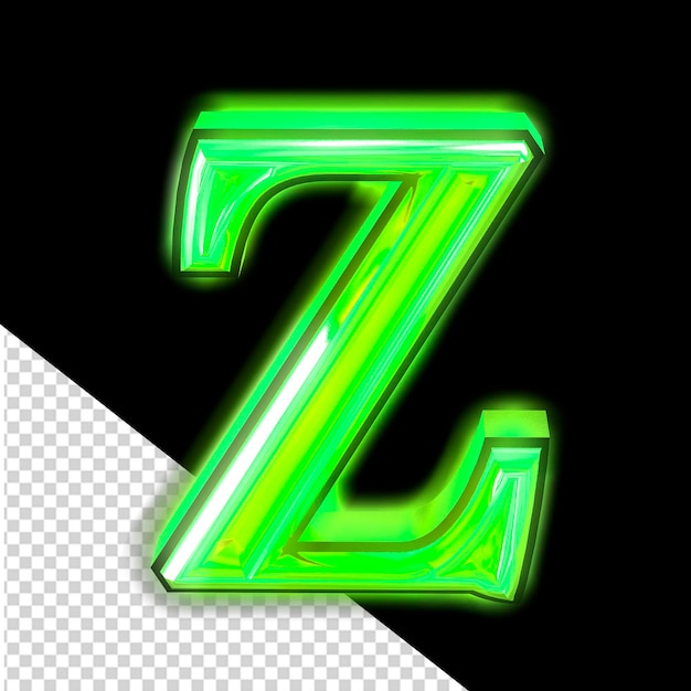 PSD símbolo verde brilhante letra z
