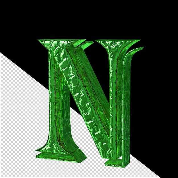 PSD símbolo verde canelado vista do lado direito letra n