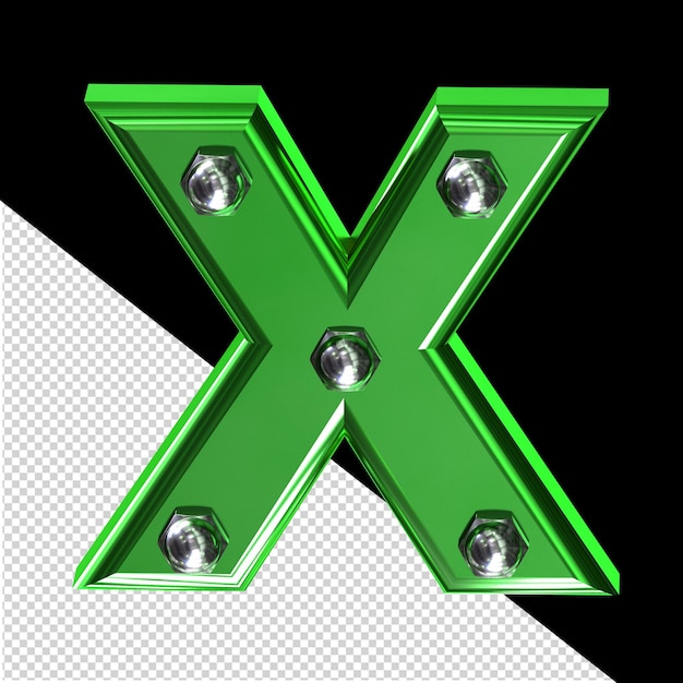 PSD símbolo verde com parafusos letra x