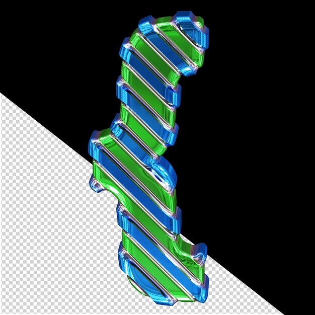 PSD símbolo verde com tiras diagonais azuis