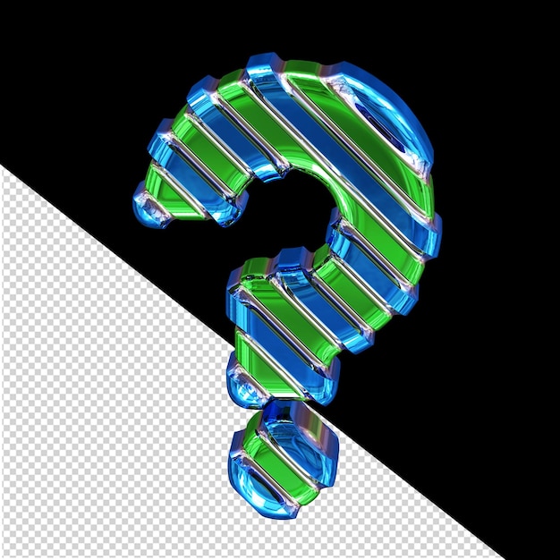 PSD símbolo verde com tiras diagonais azuis