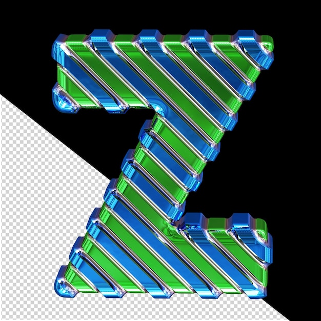Simbolo verde con cinghie diagonali blu lettera z