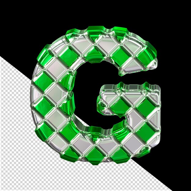 PSD símbolo verde e prateado feito de losangos letra g