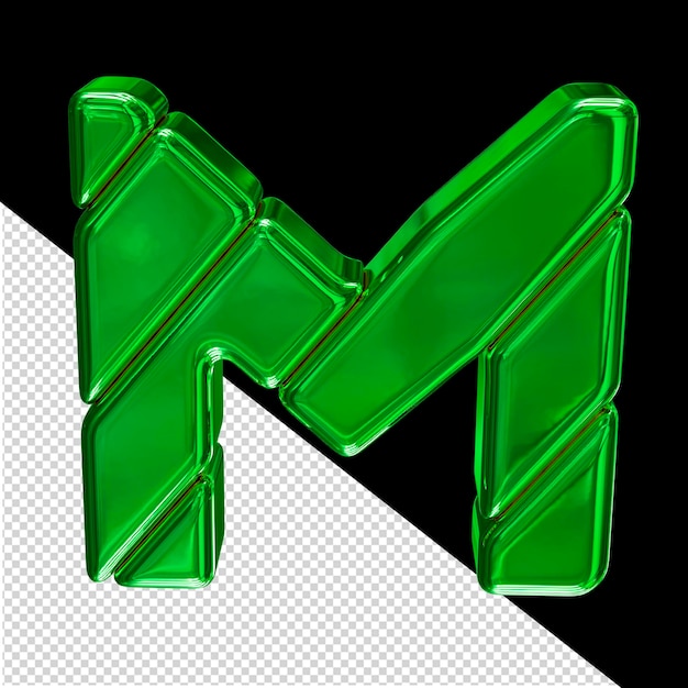 Símbolo verde hecho de bloques letra m