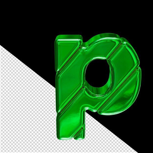 Símbolo verde hecho de bloques letra p