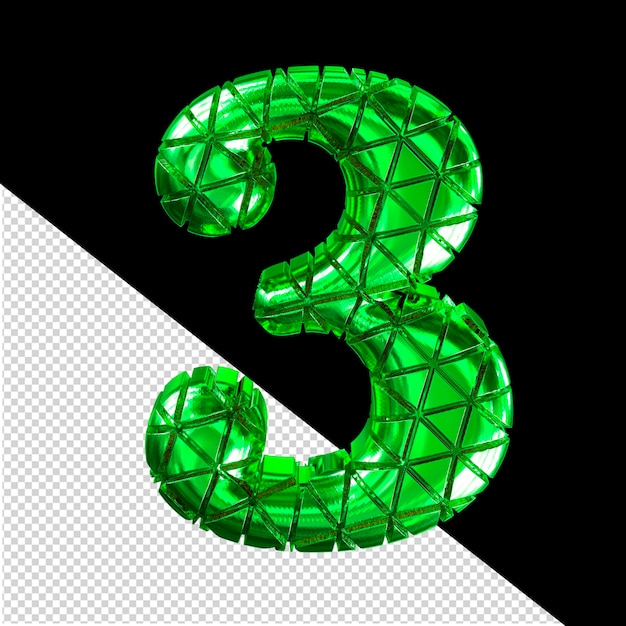 Símbolo verde con muescas número 3