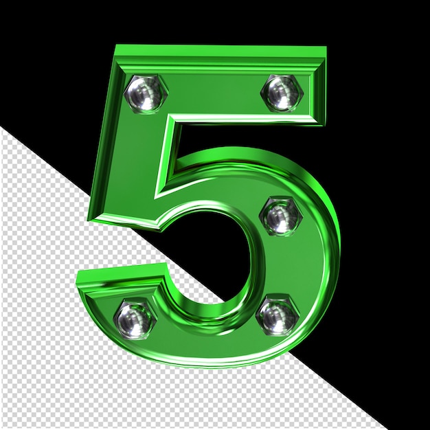 Símbolo verde con pernos número 5