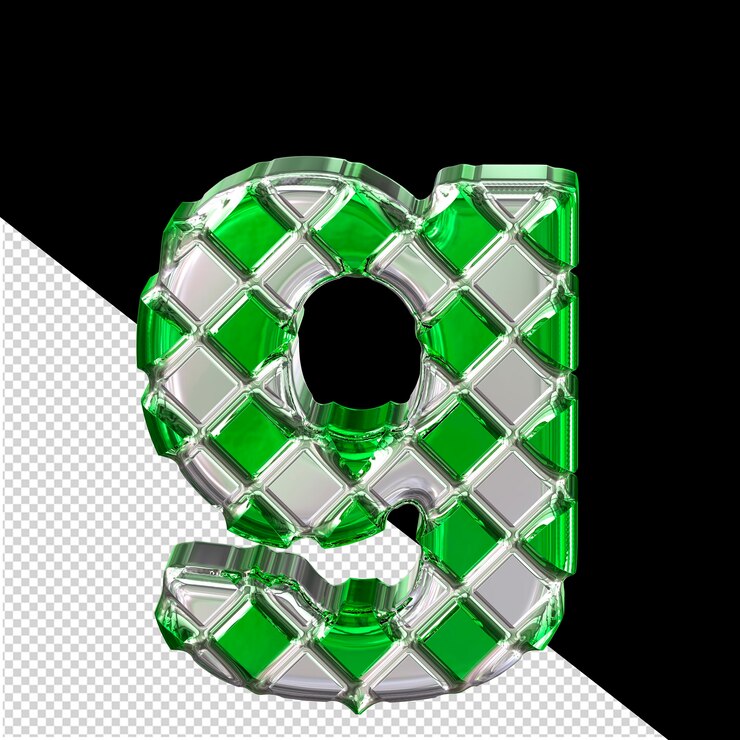 PSD símbolo verde y plateado hecho de rombos letra g