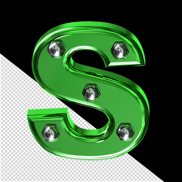 PSD símbolo verde con tornillos letra s