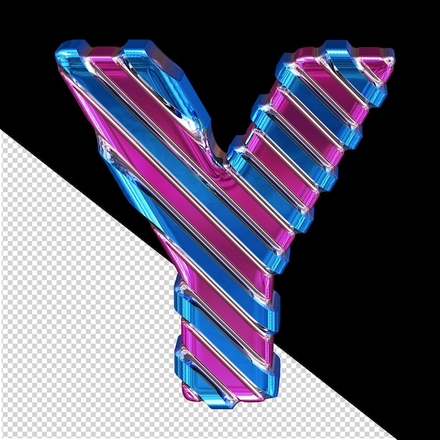 Simbolo viola con cinghie diagonali blu lettera y