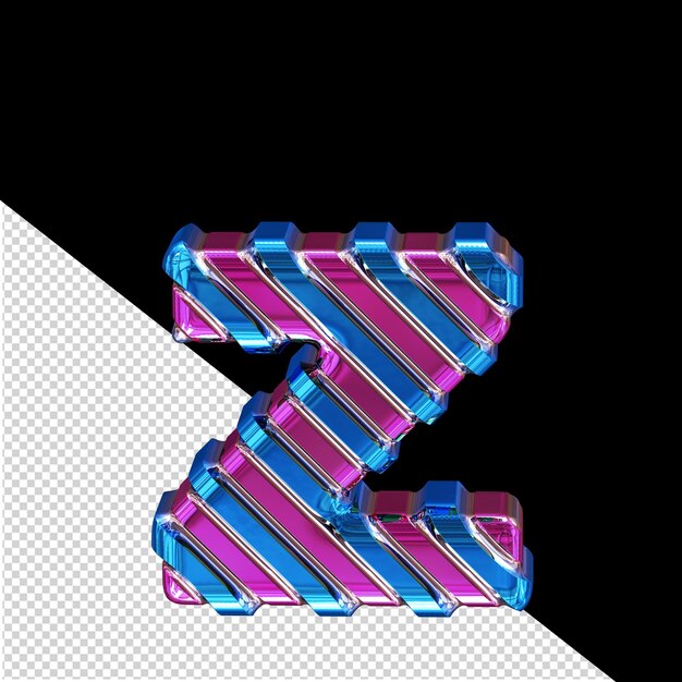 Simbolo viola con cinghie diagonali blu lettera z