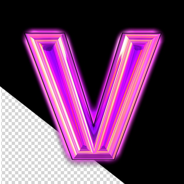 Simbolo viola con lettera luminosa v