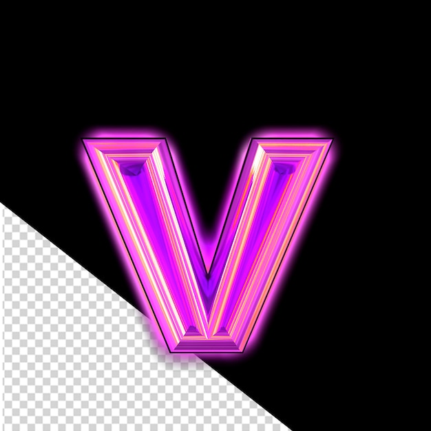 Simbolo viola con lettera luminosa v