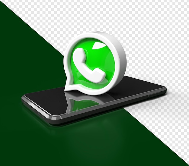 PSD símbolo de whatsapp con teléfono móvil en 3d render
