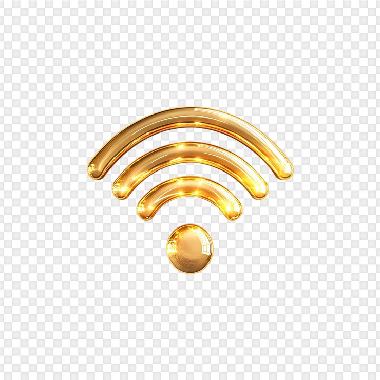 PSD simbolo wi-fi dorato isolato su sfondo trasparente