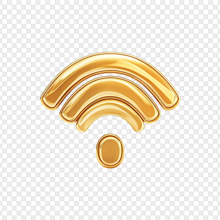 PSD simbolo wi-fi dorato isolato su sfondo trasparente