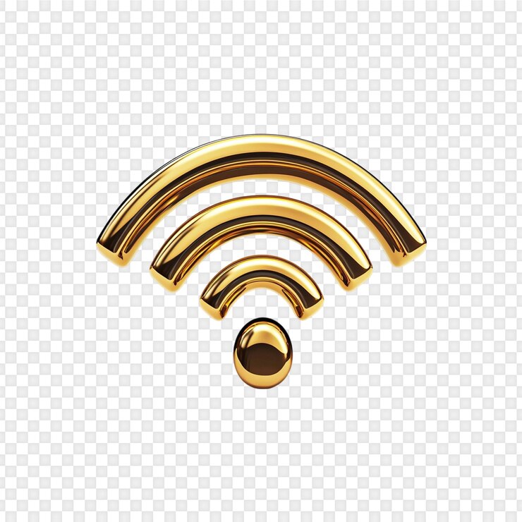 PSD simbolo wi-fi dorato isolato su sfondo trasparente