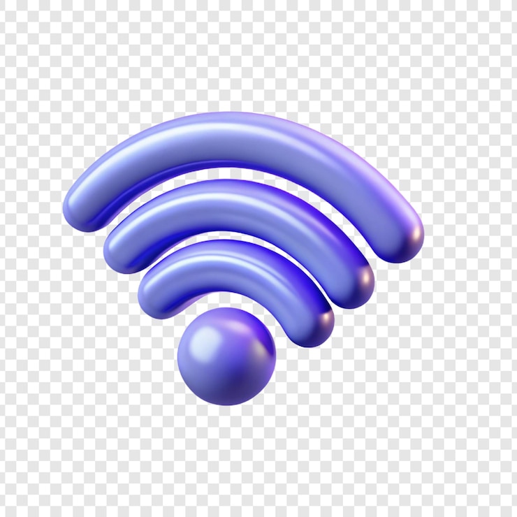 PSD símbolo wi-fi roxo renderizado em 3d