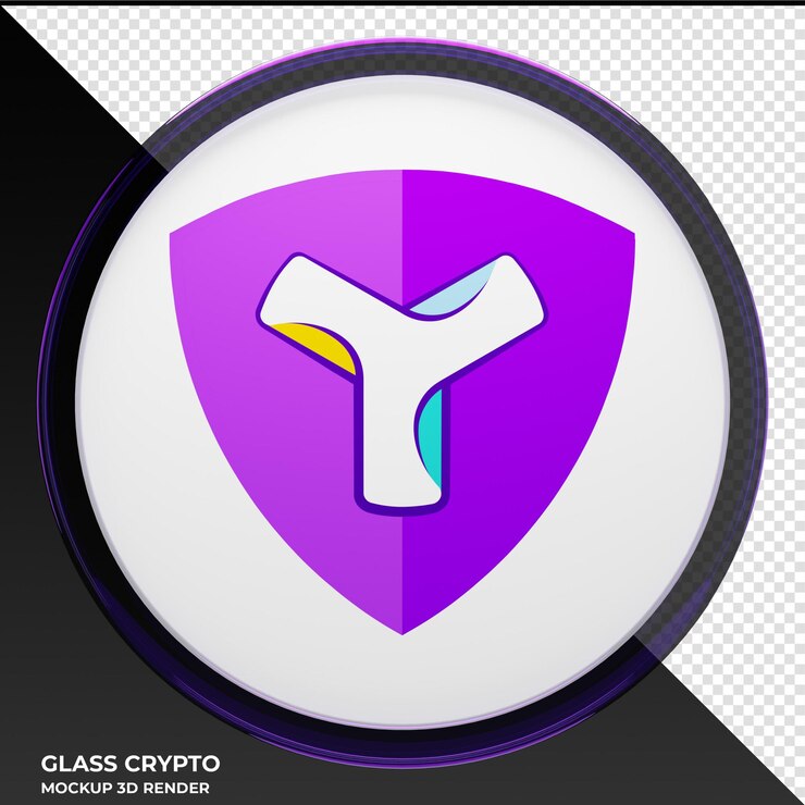 PSD símbolo xym ilustração 3d de moeda criptográfica de vidro