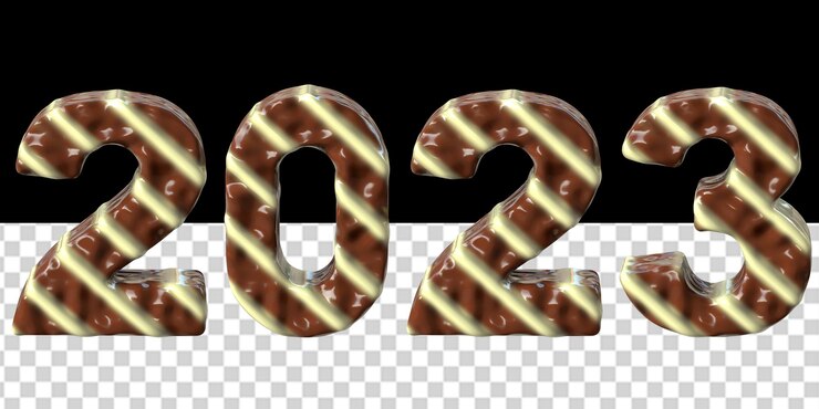 PSD símbolos 3d del año nuevo 2023