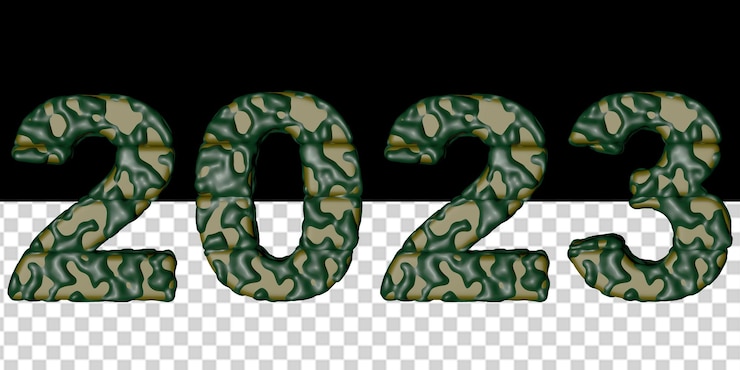 PSD símbolos 3d do ano novo 2023