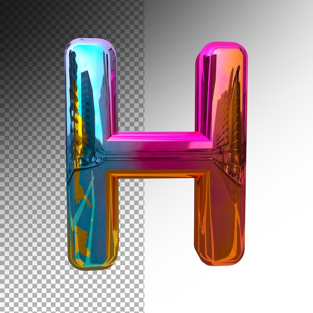 Símbolos 3d H alfabeto efecto de color degradado premium psd