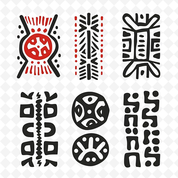 PSD símbolos adinkra africanos com motivos tradicionais borderlines png desenhos de motivos estilizados únicos