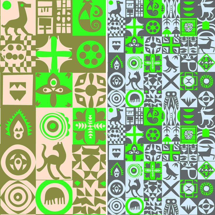 PSD símbolos adinkra de ghana con animales estilizados, plantas y diseños abstractos tradicionales de ge png
