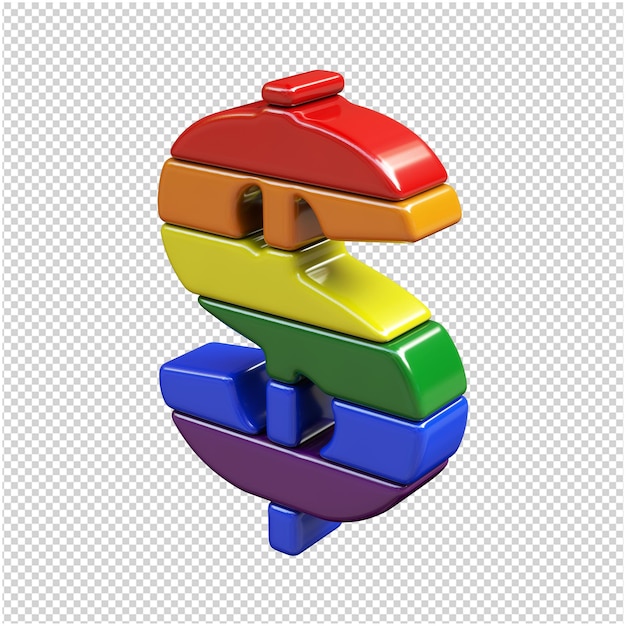 Los símbolos de los colores de la bandera LGBT están girados a la izquierda. Símbolo 3d