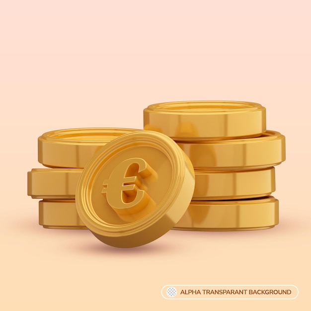 Símbolos de conceito criativo de renderização 3D moeda euro de dinheiro