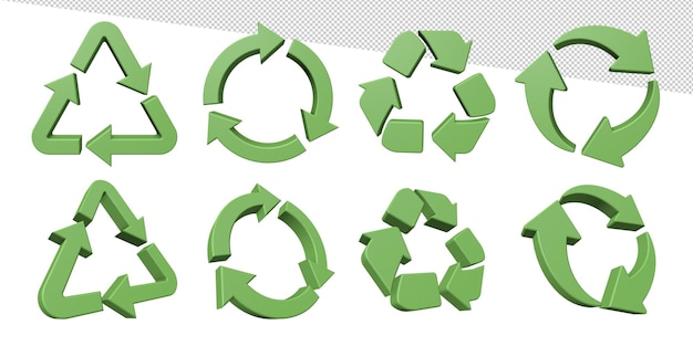 Símbolos de reciclagem de renderização 3d