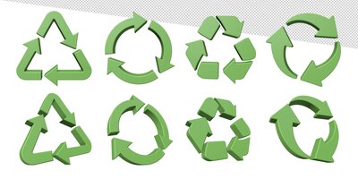 PSD símbolos de reciclagem de renderização 3d